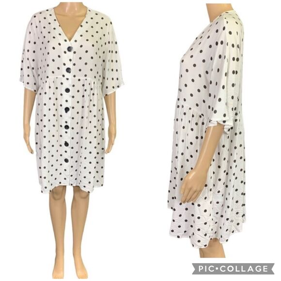 ASOS Womens Shirt Dress Maternity Nursing Polka Dot Button Down Relaxed Fit Sz 8 - Picture 2 of 11